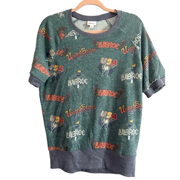LULAROE Kitschy Jane Simply Comfort USA Unicorn Graphic Print Top - XS - NWT - Picture 1 of 6